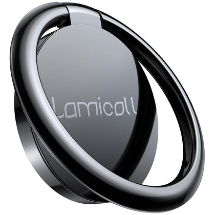 Finger Ring Stand, Lamicall Phone Ring Kickstand, Metal Grip Holder for Magnetic Car Mount Compatible with Cell Phone 11 Pro Xs Max XR X 8 7 6 6s Plus Samsung Galaxy S10 S9 S8, All Smartphone - Black