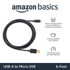 Amazon Basics USB-A to Micro USB Fast Charging Cable, 480Mbps Transfer Speed with Gold-Plated Plugs, USB 2.0, 6 Foot, Black