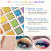 30 Colors Glitter Glittery Shimmery Magic Eyeshadow Makeup Palette Pallet, Glitter Shimmer Matte Colors Blue Green Red Purple Yellow Sparkle Glitter Gel Glue Makeup Eyeshadow Palettes Pallet (30 Colors)