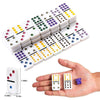 Yinlo Mexican Train Domino Set with Sound Effect, Dominoes Set for Travel, 91 Tiles Double 12 Colored Dominoes Travel Game Set with Aluminum Case