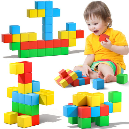 Magnetic Blocks,1.42 inch Large Magnetic Building Blocks for Toddlers 3 4 5 6 7+ Year Old Boys Girls Magnetic Cubes Montessori Toys for Kids Age 3-5 Preschool Educational Sensory Magnet Toys 1-3 Gift
