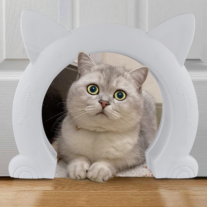 Wordcam Large Cat Door Interior Door, XL Indoor Cat Door, Pet Doors for Cats, Kitties and Small Dogs (White)