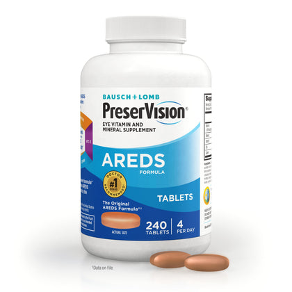 PreserVision AREDS Eye Vitamin & Mineral Supplement, Tablets, 240 Count (Pack of 1) , Packaging may vary