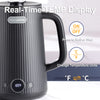 Nueve&Five Electric Kettle with Digital Temperature Display(?/?), 1.7L Double Wall Electric Hot Water Kettle, Auto Shut Off, 1200W Seamless 304 Stainless Steel Electric Tea Kettle -Black