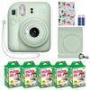 Fujifilm Instax Mini 12 Instant Camera Mint Green + MiniMate Accessory Bundle & Compatible Custom Case + Fuji Instax Film Value Pack (50 Sheets) Flamingo Designer Photo Album