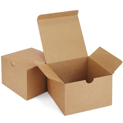 Eupako Brown Gift Boxes 5x5x3.5 25 Pack Kraft Paper Gift Boxes with Lids for Gifts, Crafting, Wedding, Birthday, Party, Cupcake