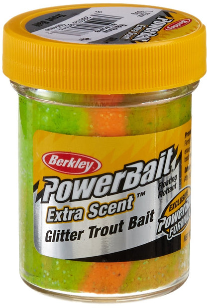 Berkley PowerBait Glitter Trout Bait, Rainbow, Fishing Dough Bait, Scent Dispersion Technology, Irresistible Scent and Flavor, Moldable and Easy to Use