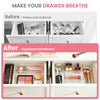 HOUSE DAY Makeup Drawer Organizer Trays 24 PCS, 4-Size Clear Drawer Organizers with Silicone Pads, Vanity Organizers and Storage, Non Slip Plastic Drawer Organizer for Desk, Bathroom, Kitchen, Office