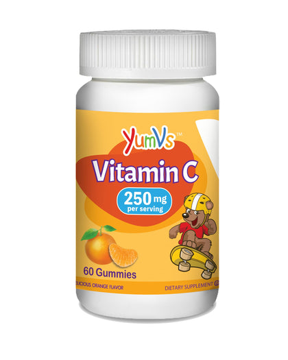 YUM-V's Vitamin C Chewable Jellies (Gummies) for Kids, Orange Flavor; Daily Dietary Supplement for Children, Kosher/Halal, Gluten-Free (60 Count)