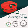 Christmas Wreath Storage Bag - Durable, Tarp Material, Zipper, Sturdy Carry Handles, Dust, Pest Protection - Ideal Home, Garage Organization for Seasonal Holiday Wreath Decorations. (24