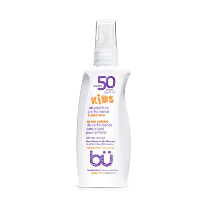 Bu SPF 50 Sunscreen Spray KIDS - Sweat & Water-Resistant. Clear, Moisturizing, Non Comedogenic. Oil, Alcohol and Cruelty-Free. Travel, Sport, Sensitive Skin.