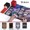 ZLCA Card Deck Box for Trading Cards with 2 Dividers, Card Storage Box Fits 100+ Single Sleeved Cards, PU Leather Strong Magnet Card Deck Case Holder for Magic Commander TCG CCG (Black&Red)