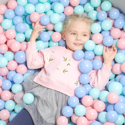 TRENDBOX 100 pcs Macaron Ball Pit Balls Plastic Balls for Ball Pit Pool Playpen Babies Kids Children Birthday Parties (100 pcs)