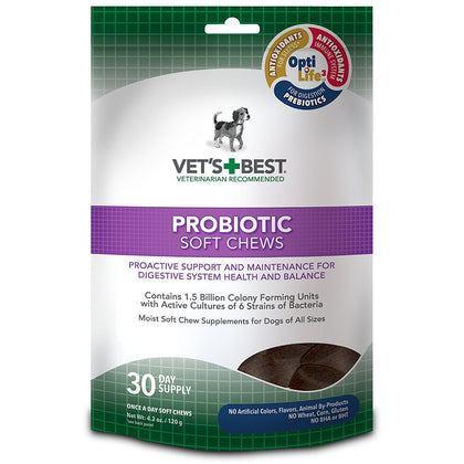 (3 Pack) Vet's Best Probiotic Soft Chews Dog Supplements, Each a 30 Day Supply3