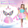 Unicorn & Flower Princess Dress Up Clothes Set for Girls - Tutu, Wings, Shoes, Jewelry, Headband & Play Toys Gift Set for Toddlers
