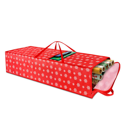 Delixike Christmas Wrapping Paper Storage Containers,40 Inch Gift Wrapping Organizer Storage,Fits 20 Standard Rolls of Wrapping Paper,Breathable Fabric, Square