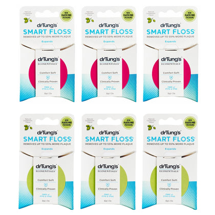 drTung's Smart Floss, 30 yds, Dental Floss - Natural Cardamom Flavor Colors May Vary (6 Pack)