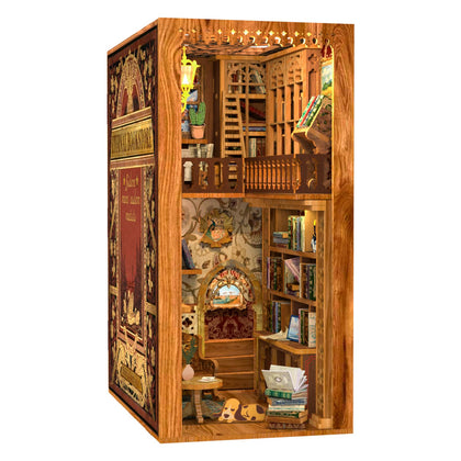 CUTEBEE DIY Book Nook Kit, DIY Dollhouse Booknook Bookshelf Insert Decor Alley, Bookends Model Build-Creativity Kit with LED Light (Eternal Bookstore)