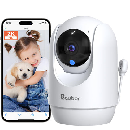 aubor 2K Baby Monitor with Camera and Audio,Smart Baby Monitor with Night Vision,Cry & Motion,Temp & Humidity Sensor,2-Way Audio,WiFi Baby Monitor with Smartphone APP-White