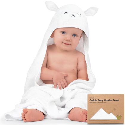 KeaBabies Baby Hooded Towel - Viscose from Bamboo Baby Towel Organic Bamboo Towel - Infant Towels - Large Hooded Towel - Baby Bath Towel with Hood for Girls, Babies, Newborn Boys (Lamb)