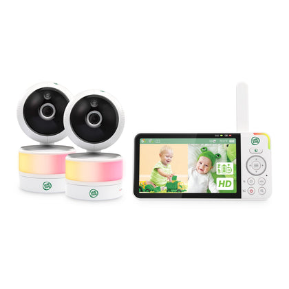 Leap Frog LF915-2HD Video Baby Monitor with 2 Camera, 5 720p HD LCD Display, 360° Pan & Tilt with 8X Zoom Cameras, Color Night Vision, Night Light, Two-Way Intercom, Smart Sensors