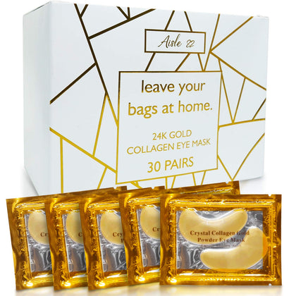 30 Pairs 24K Gold Under Eye Patches for Women - Collagen Gold Masks for Dark Circles and Puffiness - Under Eye Bags Treatment