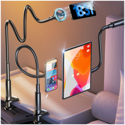 LISEN for Magsafe Phone Holder for Desk Bed, Long Arm Cell Phone Stand Mount for Gooseneck Lazy Phone Mount Bedside Phone Holder for Recording fits iPhone 15 Pro Max Plus 14 13 12 All Phone