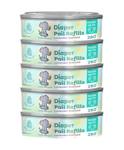 LittleWhispers Diaper Pail Refill Bags - Compatible with Diaper Genie Pails - Lavender Scented (5 Pack)