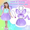 Unicorn & Flower Princess Dress Up Clothes Set for Girls - Tutu, Wings, Shoes, Jewelry, Headband & Play Toys Gift Set for Toddlers