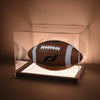LuxRound Football Display Case, Acrylic Display Box for Football, Autographed Football Holder Stand for Showcase, Memorabilia Football Display Case with LED Light, UV Portection Dust Proof