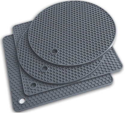 Silicone Trivet Mats - Pot Holders - Drying Mat Our potholders Kitchen Tools is Heat Resistant to 440°F, Non-Slip Durable Flexible Easy to wash and Dry and Contains 4 pcs by Q's INN.