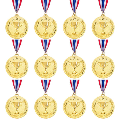 Caydo 12 Pieces Winner Awards Medals with Trophy Graphics for Competitions, Sport, Party for Child and Adults, 2 Inch