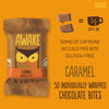 AWAKE - Caffeinated Chocolate Bites - Coffee Alternative - Low Calorie Snacks - Bite Size Energy Bars - 50mg of Caffeine in Each Bite - Non GMO - Gluten Free - Caramel Chocolate - 50 Bites