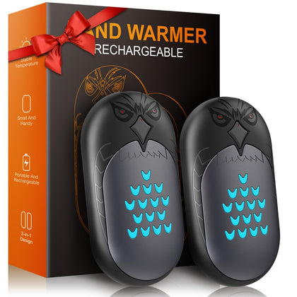WOWGO Hand Warmers Rechargeable, 2 Packs Electric Hand Warmer 6000mAH Reusable Handwarmers, Portable Pocket Heater, Gift for Christmas, Camping, Golf, Hunting, (Black+Gray)
