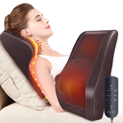 Boriwat Back Massager Neck Massager with Heat, 3D Kneading Massage Pillow for Pain Relief, Massagers for Neck and Back, Shoulder, Leg, Gifts for Men Women Mom Dad, Stress Relax at Home Office and Car