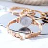 Clastyle Black Gold Ceramic Watch Bracelet Set with 3 Bracelets Rose Gold Elegant Women Bracelet Watches Stylish Rhinestone Scale Ladies Wrist Watch