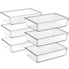 Criusia 6 Pack Large Size Clear Plastic Versatile Acrylic Stackable Drawer Organizer Trays, Storage Bins for Makeup, Bathroom, Kitchen and Office