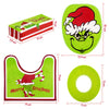 GYGOT 4pcs Grinchs Bathroom Decor Sets, Grinchs Christmas Bathroom Decorations Sets-Include Toilet Lid/Seat/Tank Cover/Rug for Grinchs Indoor Decor