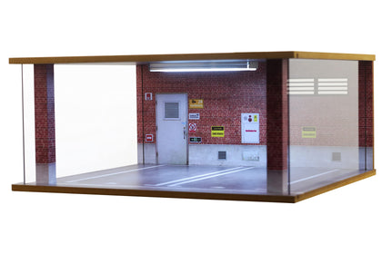 1/18 Scale Model Car Display Case - 1:18 Car Garage Display Case with Clear Acrylic Cover and LED Lighting for Die-Cast Cars, 2 Parkings Red