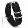 Nylon Watch Band 18mm 20mm 22mm One Piece Canvas Watch Strap with High-end Brushed Buckle Sport Watch Bands for Men Women (22mm, Black)