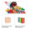 TOOKYLAND 100 Pieces Wooden Building Blocks, Shape Sorting Stacking Toy for Kids with Storage Bucket, Montessori Toys for 1 2 3 Year Old Girls Boys