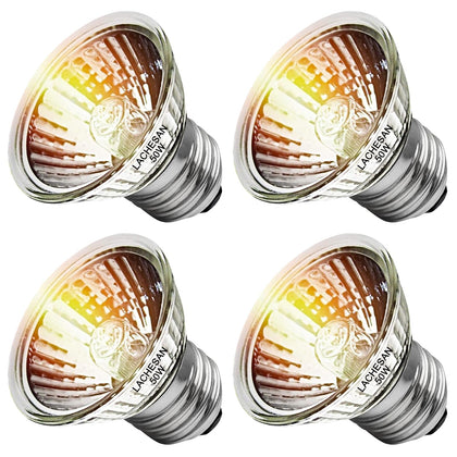 Lachesan Turtle Heat Lamp 4-Pack, 50W UVA UVB Reptile Turtle Light Bulbs for Amphibian Tanks, Terrariums, and Cages, Works with Various Lamp Fixtures