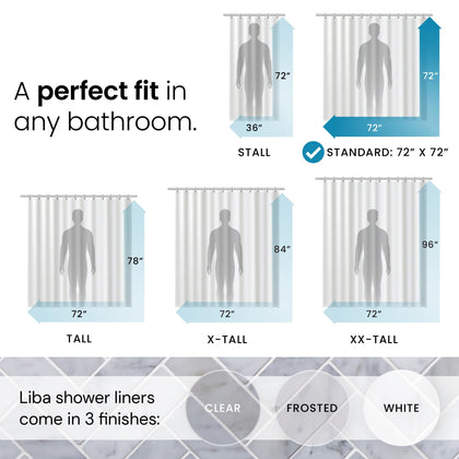 LiBa Bathroom Shower Curtain Liner - Waterproof Plastic Shower Curtain Premium PEVA Non-Toxic Shower Liner with Rust Proof Grommets Clear 8G Heavy Duty Bathroom Accessories 72x72