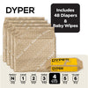DYPER Viscose from Bamboo Baby Diapers Size 4 + Wipes | Honest Ingredients | Cloth Alternative | Day & Overnight | Made with Plant-Based* Materials | Hypoallergenic for Sensitive Skin, Unscented