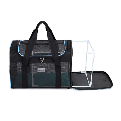 SERCOVE Frame Soft Surface pet Carrier, cat, Dog and Rabbit Airline-Approved pet Transport Carrier, Non-Collapse Deformation and Safety Special Zipper Hook Design.