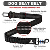 Dog Seat Belt,Retractable Dog Seatbelts Harness for Car,Adjustable Seatbelt Pet Safety Seat Belts with Elastic Bungee Buffer and Restraint Reflective (2 Piece/Black)