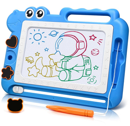 AiTuiTui Magnetic Drawing Board Toddler Toys Gift for 2 3 Year Old Girls Boys, Sketch Writing Doodle Pad Age 2-4 Travel Games, Educational Learning Kids Toys for Toddlers Birthday (Blue)