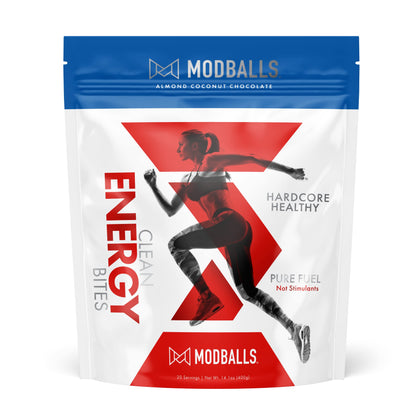 ModBalls - Hardcore Healthy Bites - Pure Fuel Not Stimulants - Skip The Sip, Eat Your Energy - 20 Servings - Peanut Butter Chocolate Clean Energy Bites (Almond Coconut Chocolate)