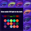 BADCOLOR 15 Colors UV Glitter Eyeshadow Palette Glow in The Dark - Neon Body Glitter Face Makeup Pallets for Women - Shimmer Color Pop Eye Shadow Products for Valentine's Day Gifts