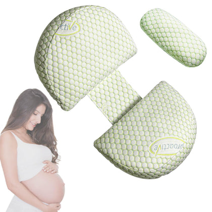 Pregnancy Pillows for Sleeping-Removable and Adjustable Double Wedge Pregnancy Pillow-Maternity Pillow for Pregnant Women Supporting Back, Waist & Belly (Probiotics Green)